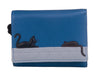 Mala Leather Cat & Mouse Tri Fold Purse Blue