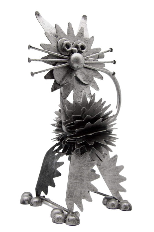 Cat Themed Metal Ornament for Home and Garden