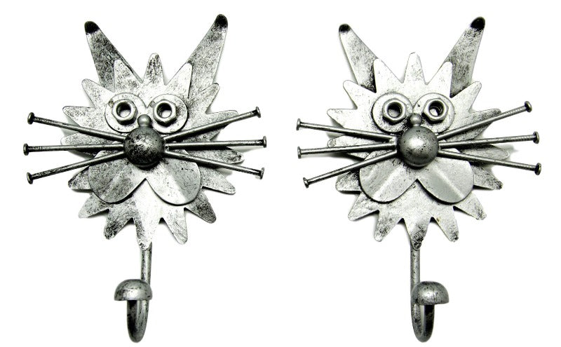 Pair of Nuts & Bolts Metal Cat Hooks
