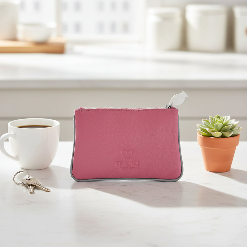 Mala Leather Small Pink Ziggy Cat Coin Purse