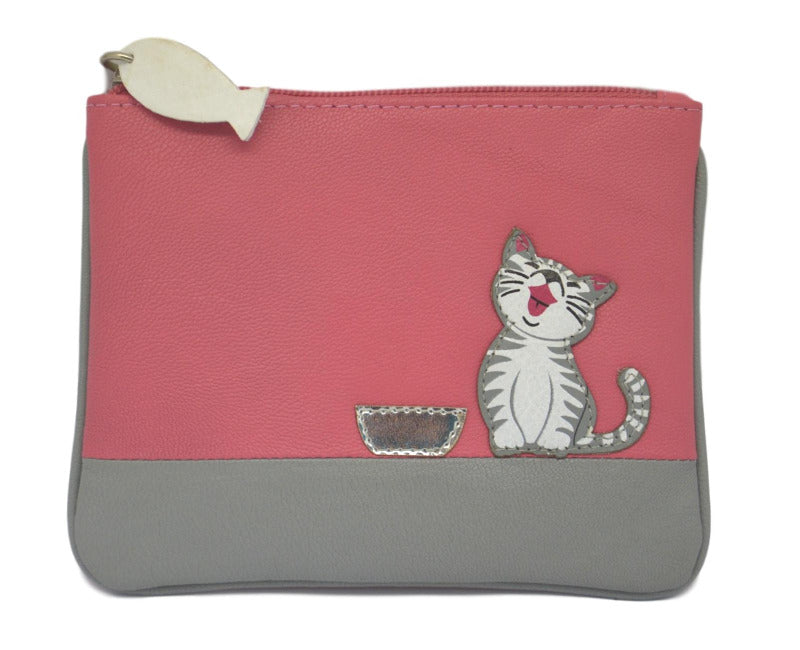 Mala Leather Small Pink Ziggy Cat Coin Purse