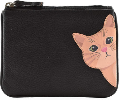 Mala Leather Cleo the Cat Coin and Card Purse Black