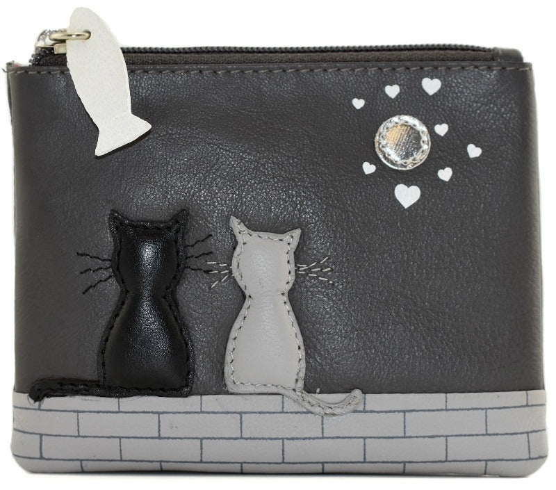 Mala Leather Midnight Cats Coin Purse Grey