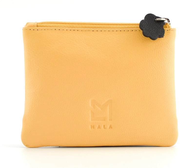 Mala Leather Cat & Mouse Coin and Card Purse Yellow