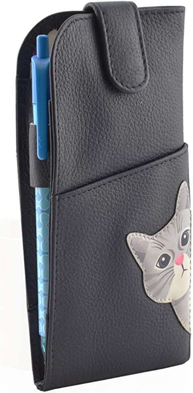 Mala Leather Cleo the Cat Navy Glasses Case