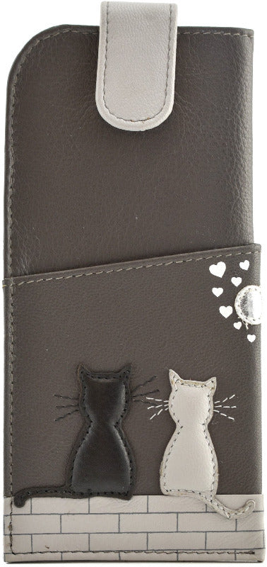 Mala Leather Midnight Cats Glasses Case Grey