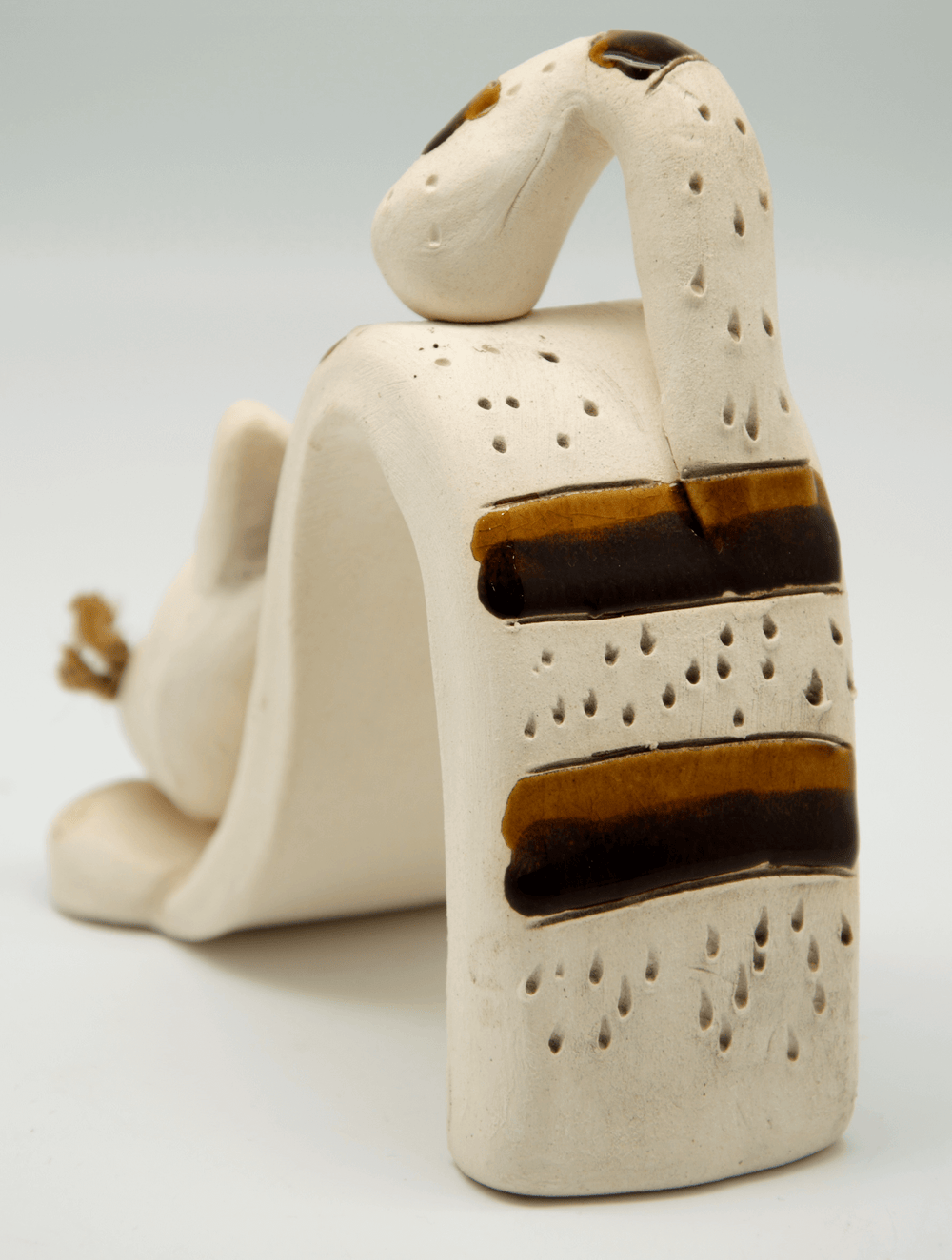Bent Ceramic Cat with Jute Whiskers