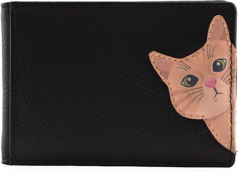 Mala Leather Cleo the Cat Black ID / Card Holder / Purse