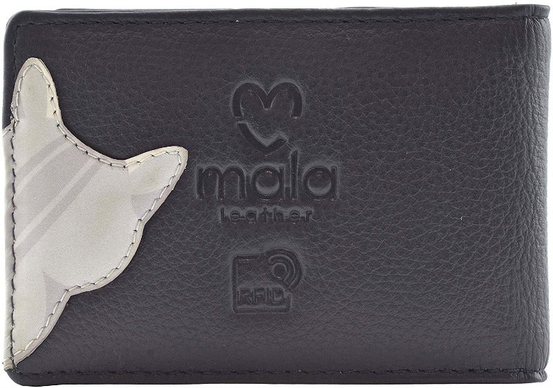 Mala Leather Cleo the Cat Navy ID / Card Holder / Purse