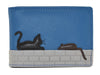 Mala Leather Cat & Mouse ID / Card Holder / Purse Blue