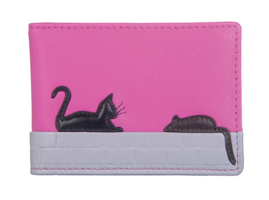 Mala Leather Cat & Mouse ID / Card Holder / Purse Pink