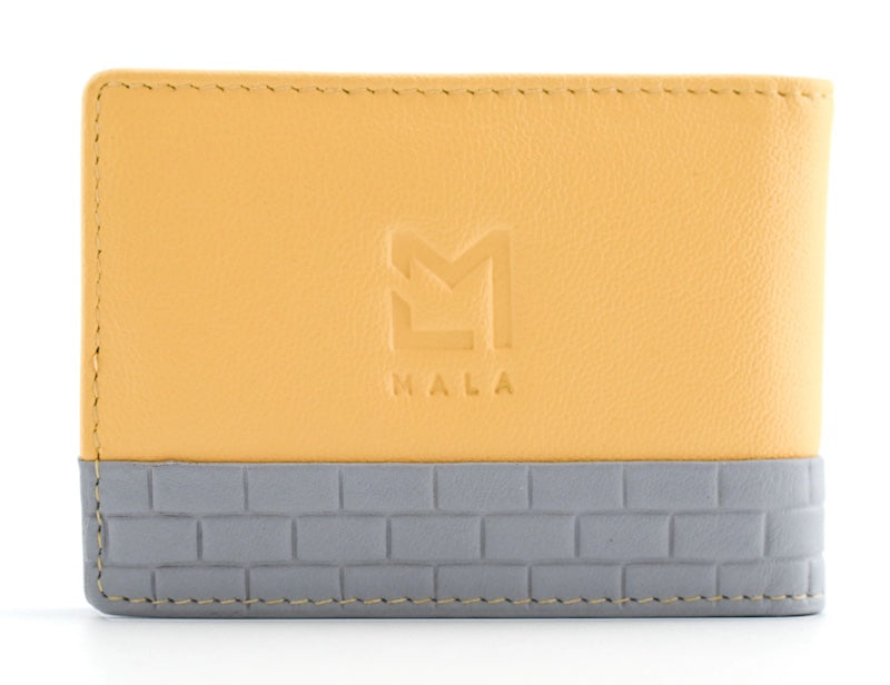 Mala Leather Cat & Mouse ID / Card Holder / Purse Yellow