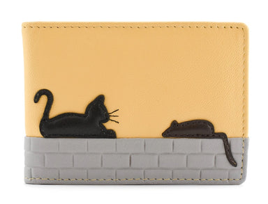 Mala Leather Cat & Mouse ID / Card Holder / Purse Yellow