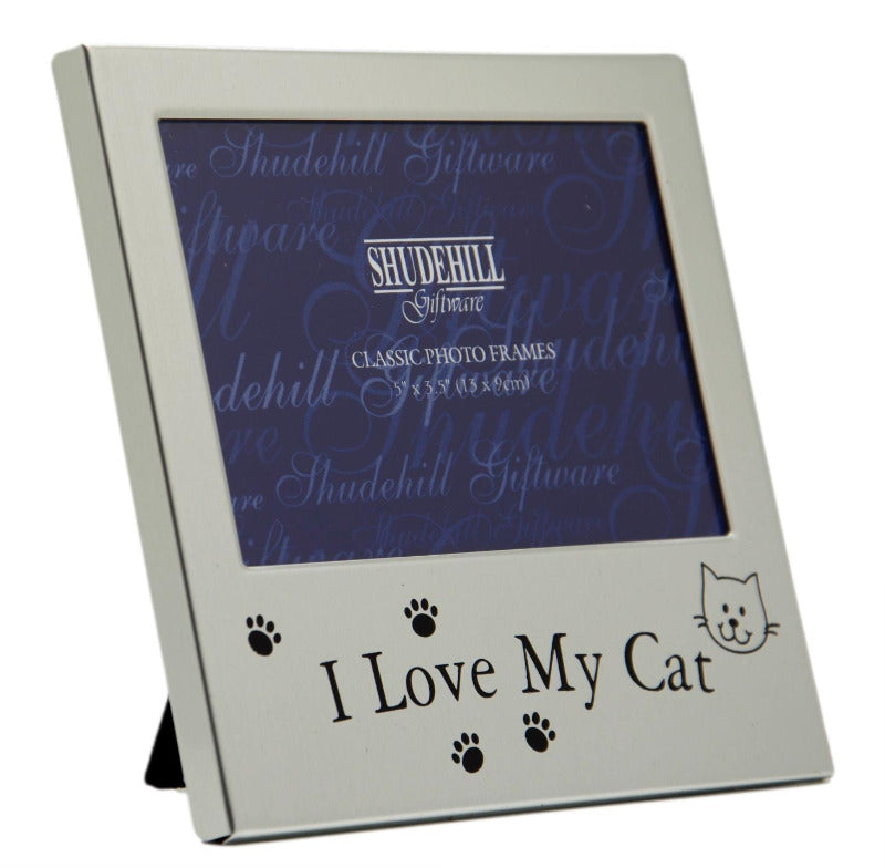 Satin Silver Occasion Photo Frame I Love My Cat