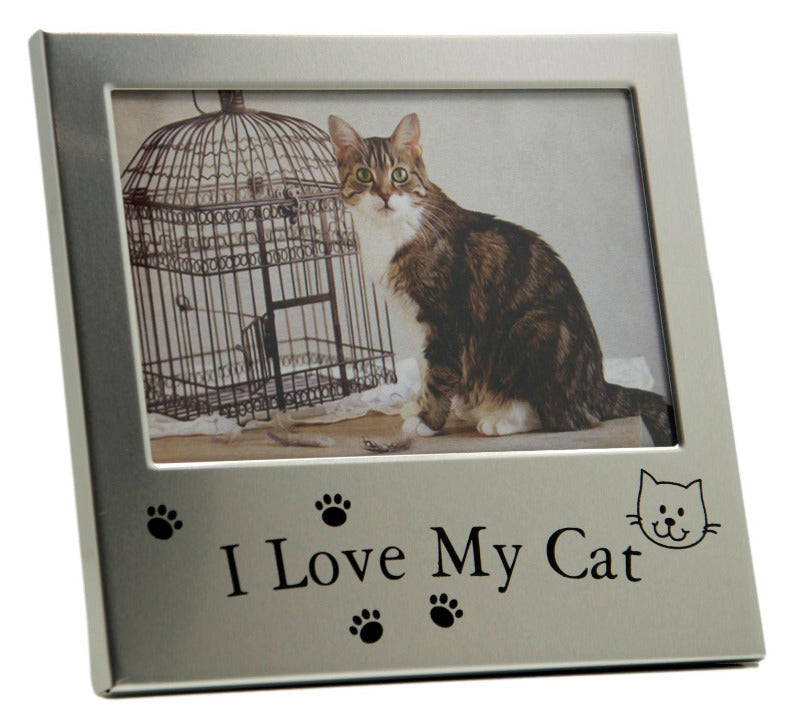 Satin Silver Occasion Photo Frame I Love My Cat