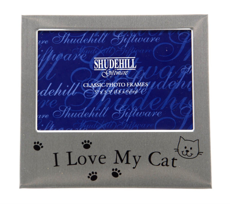 Satin Silver Occasion Photo Frame I Love My Cat