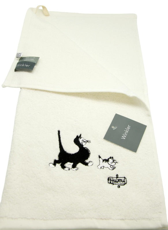 Dubout Cats Mother & Son Terry Cloth Hand Towel