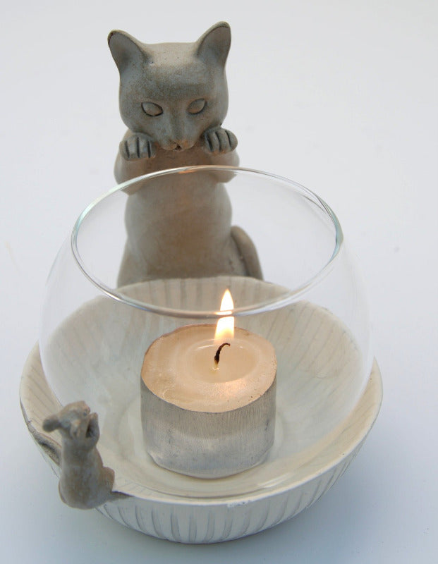 Cat and Mouse Tea Light Holder