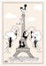 Escalade Tour Eiffel (Climbing the Eiffel Tower) Dubout Cats Tea Towel
