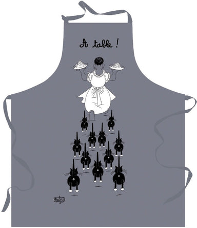 The Cats of Dubout Apron À table (At the Table) Dubout Cats Apron Grey