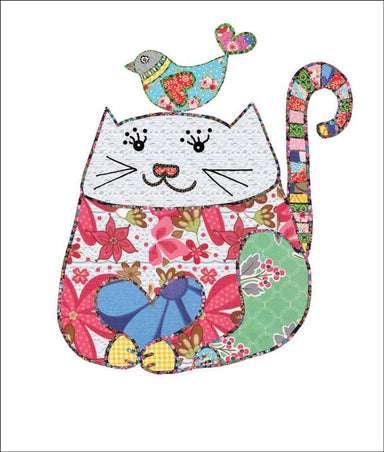 Patchwork Puss and Friend Cat Greetings Card