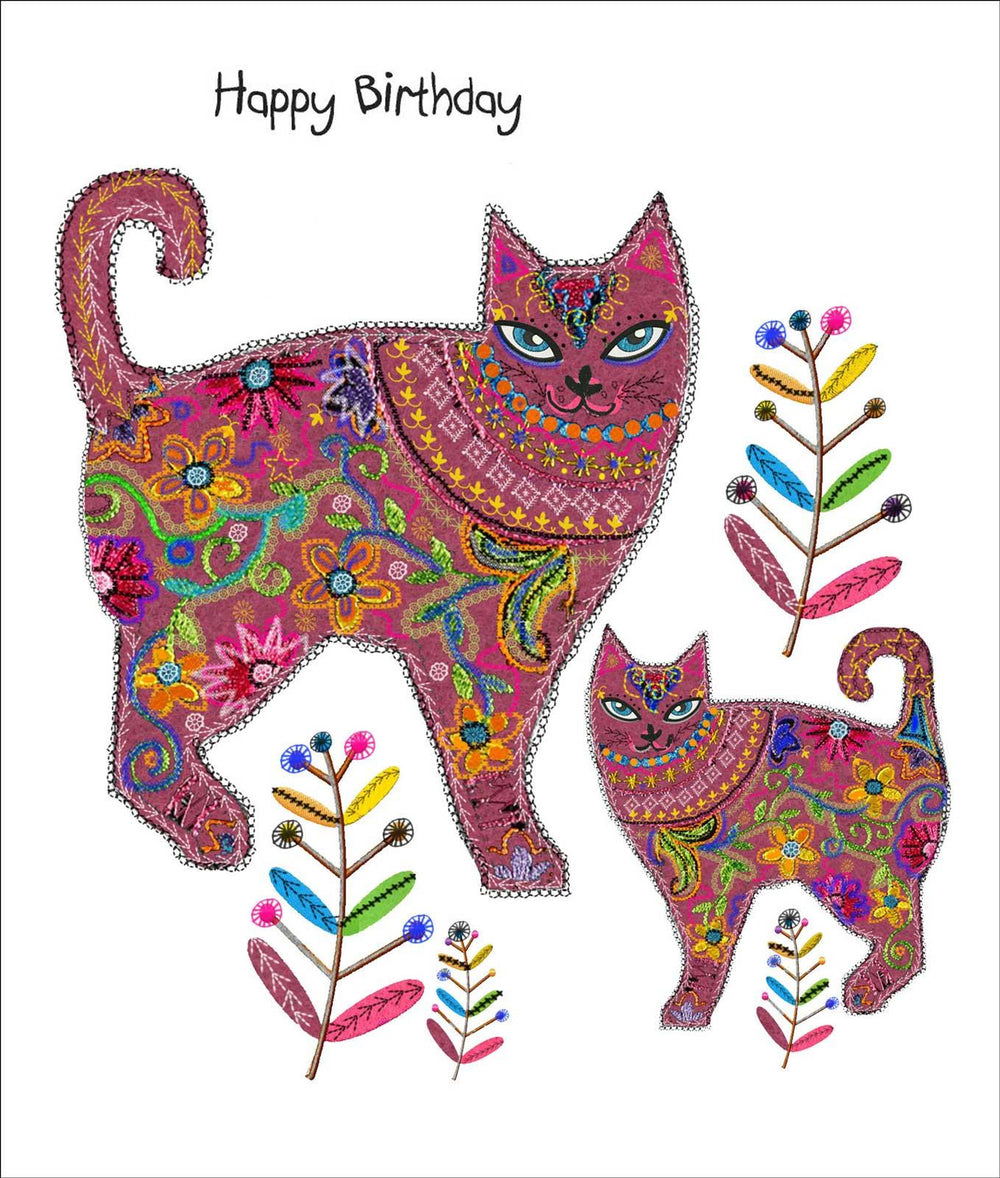 Cats in the Garden Birthday Card