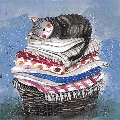 Laundry Basket Cat Greetings Card
