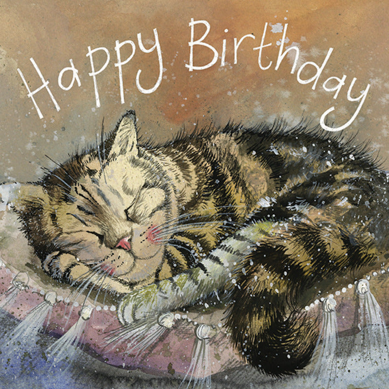 Sleep Tight Cat Birthday Greetings Card