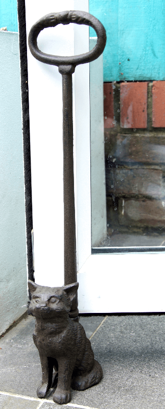 Cat Figure Cast Iron Door Stop with Handle