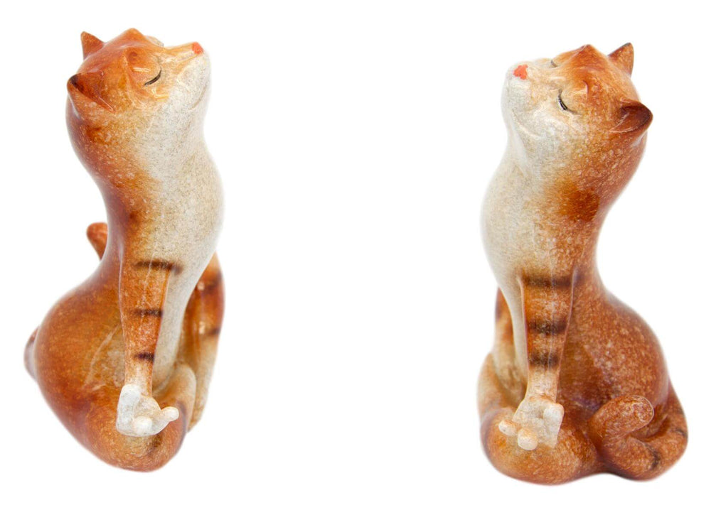 Pair of Ginger Yoga Cats Ceramic Ornament