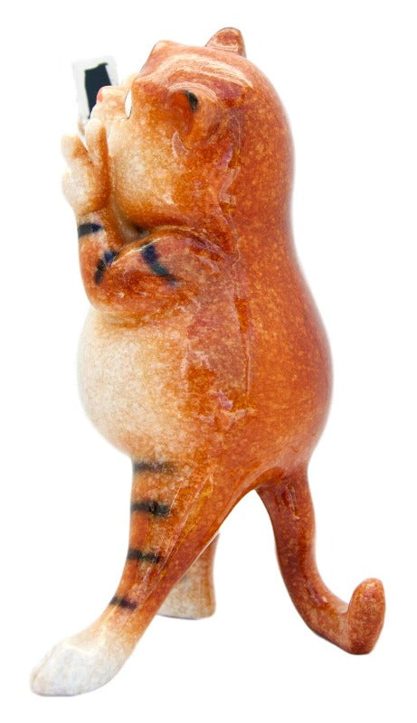 Ginger Fat Cat Taking Selfie Ceramic Ornament