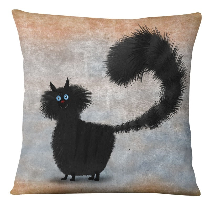 Bourbon - Funny Black Cat Soft Feel Cat Lover Cushion