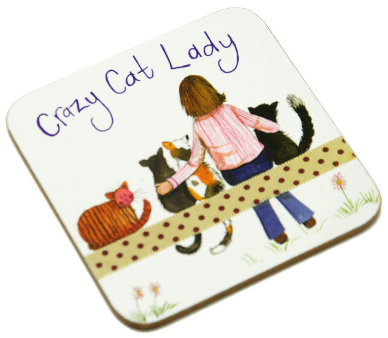 Set of 2 Alex Clark Crazy Cat Lady Coasters