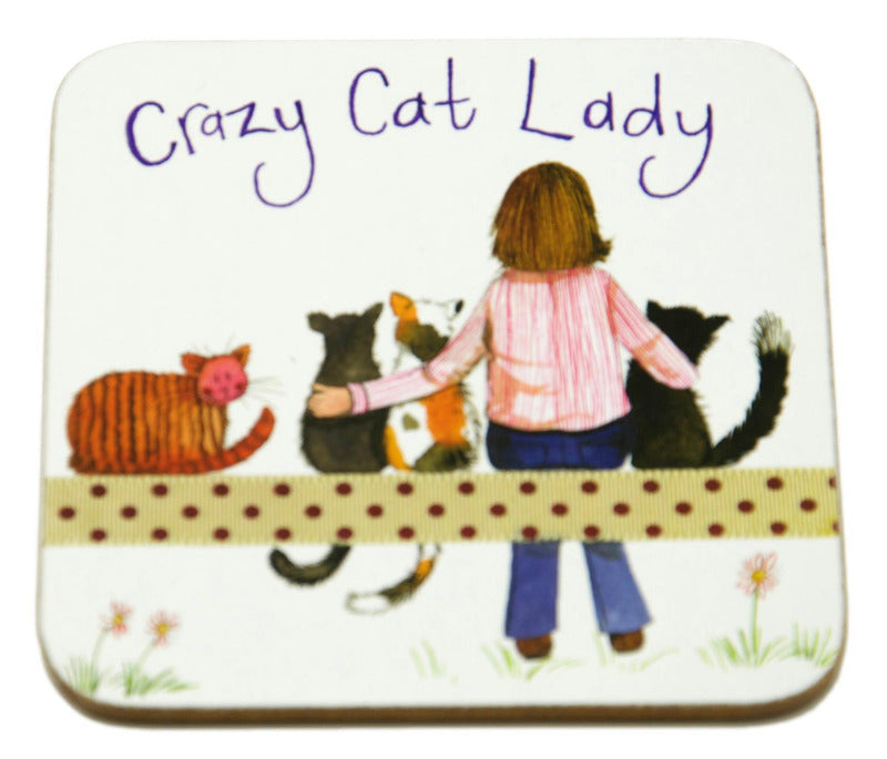 Set of 2 Alex Clark Crazy Cat Lady Coasters