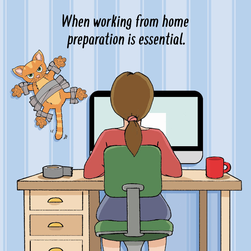 'Preperation is Essential' Humorous Cat Greeting Card by Michael Canine