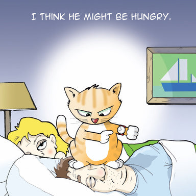 'Hungry Cat' Humorous Cat Greeting Card by Michael Canine