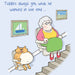 'Stairlift' Humorous Cat Greeting Card by Michael Canine