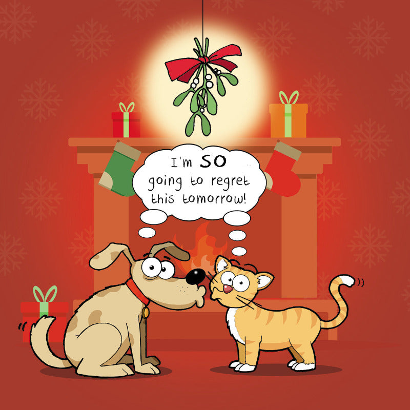 'So Going to Regret This' Funny Cat Christmas Card by Michael Canine