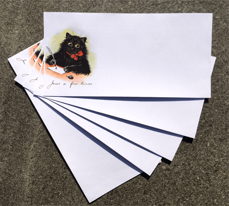 Pack of 5 Black Cat DL White Envelopes