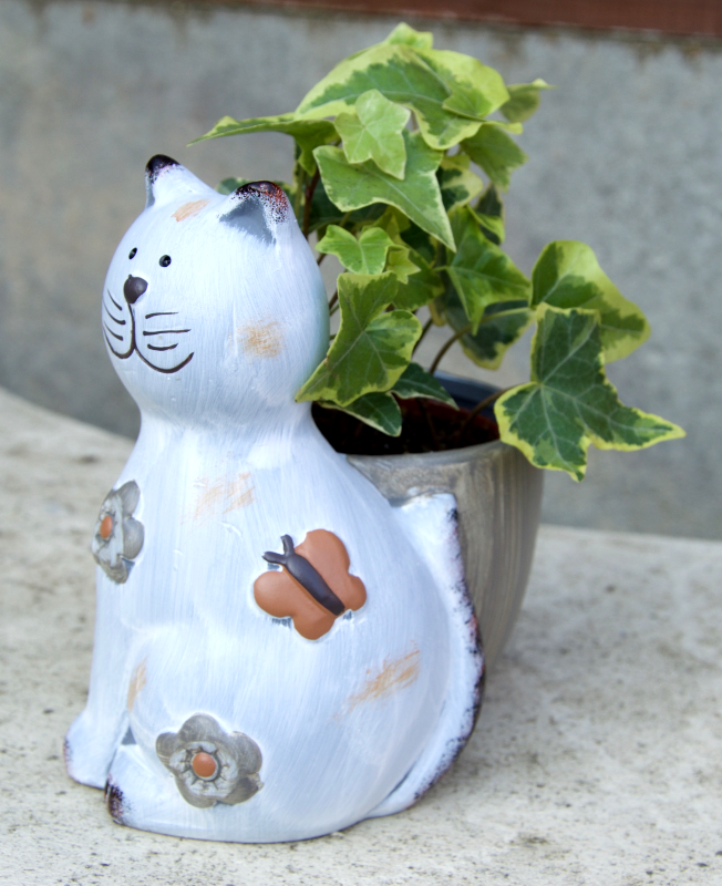 Small Ceramic Cat Planter