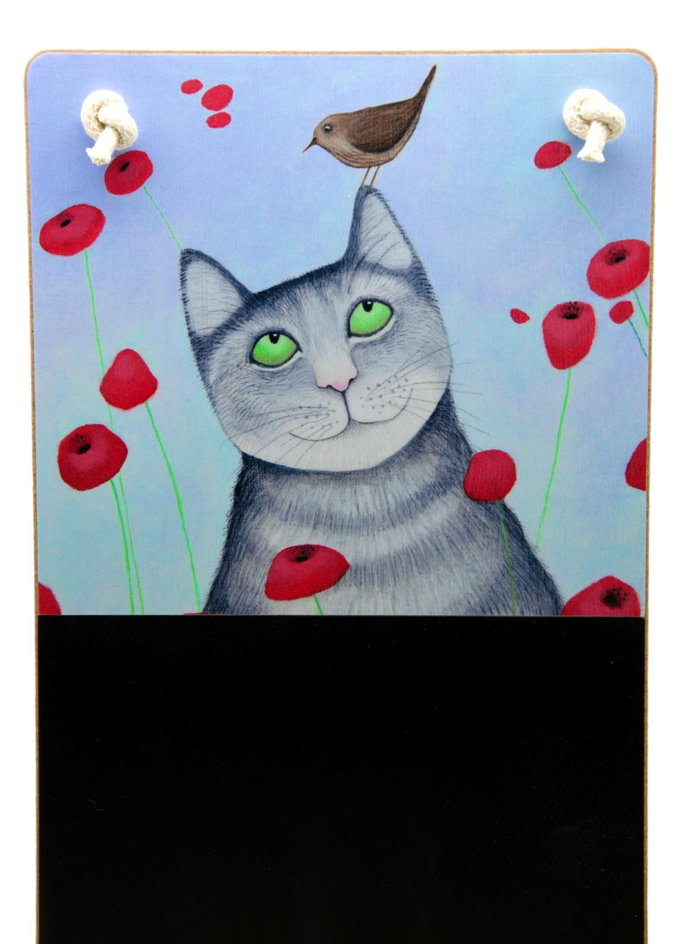 Cat with Poppies Chalkboard & Chalk