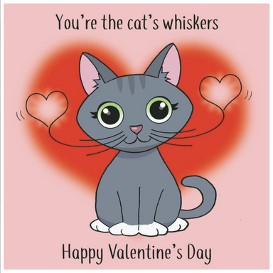 Cat's Whiskers Valentine's Greetings Card