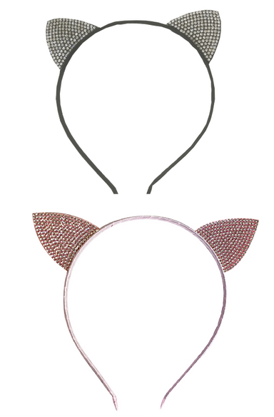 Pink or Black Sparkly Cat Ears Headband