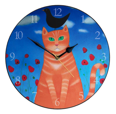 Cat Wit Burd Cat Clock
