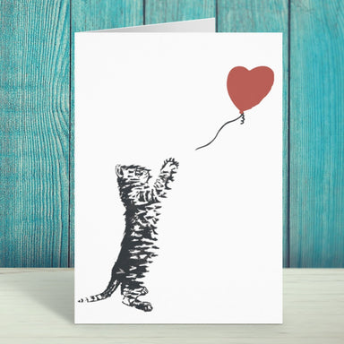 Cat with Balloon Cat Greeting Card