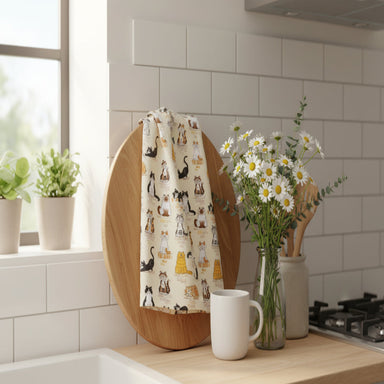 When the Cat's Away Cotton Tea Towel