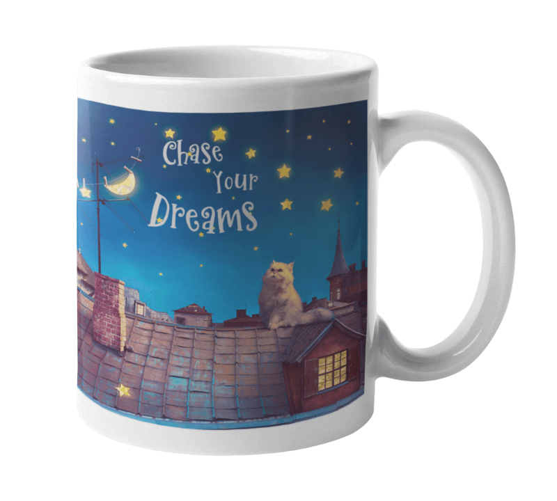 Chase Your Dreams Cat Mug