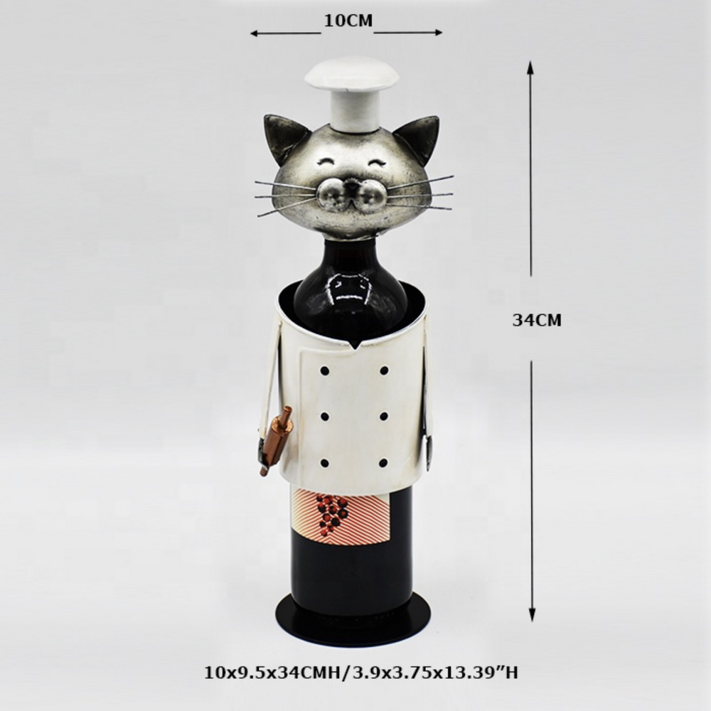 Chef Metal Cat Wine Bottle Holder