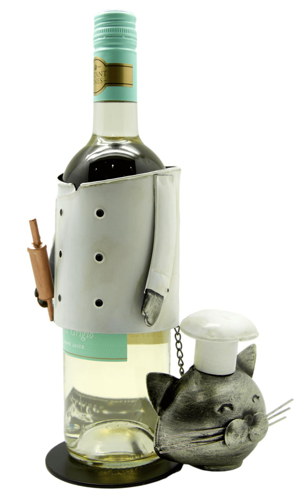 Chef Metal Cat Wine Bottle Holder