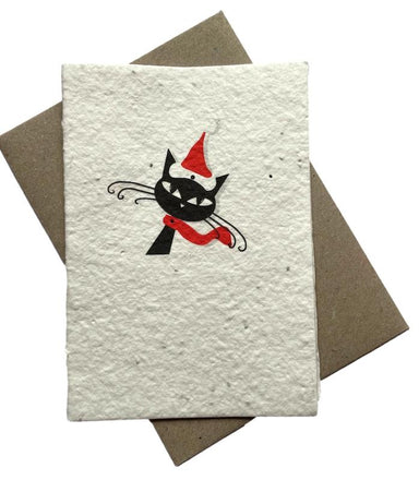 Christmas Whiskers Seeded Paper Catnip Cat Greeting Card